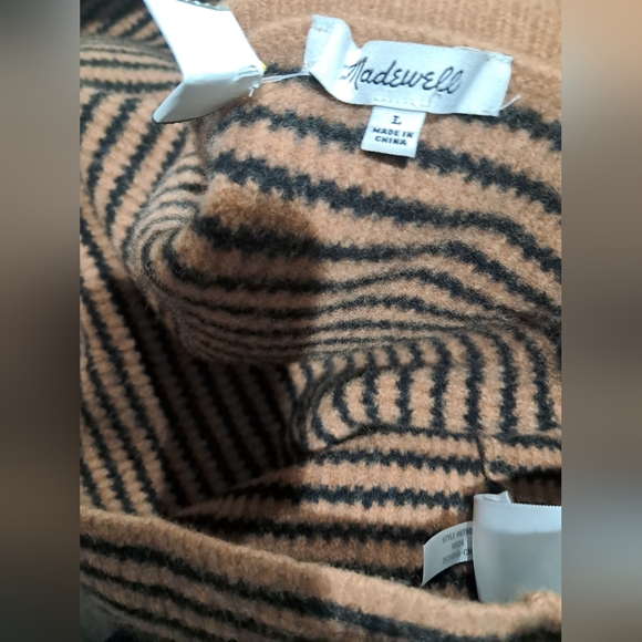 Madewell Stripe 100% Merino Wool Cropped Turtleneck Women's Sweater Size:L - Picture 7 of 15